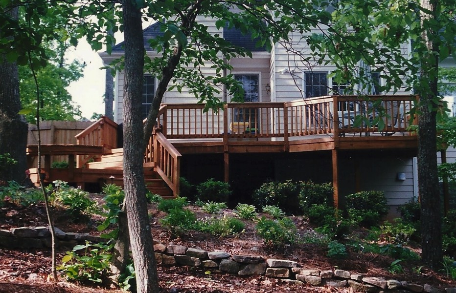 Deck overlooking woodland